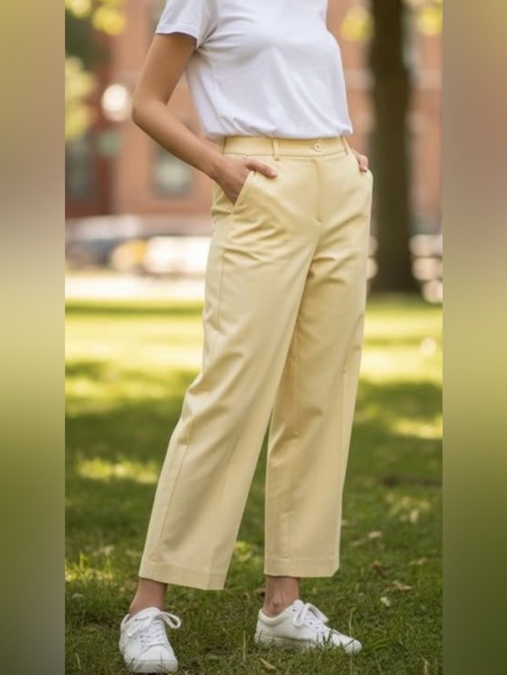 The Limited Straight-Leg Crop Pants in Pale Yellow CB Collection size 12